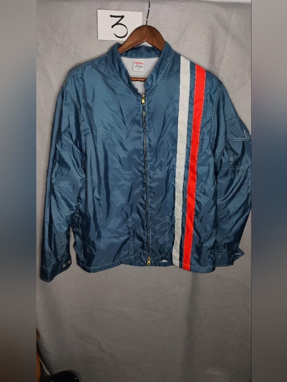 BIRDWELL BEACH BRITCHES BLUE RACING JACKET MEN'S L COMPETITION STRIPES SURF